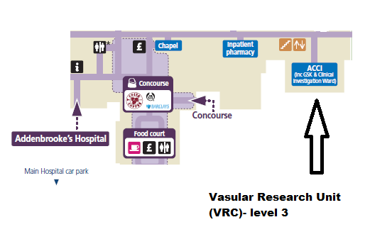 Map showing the location of the Vascular Research Unit