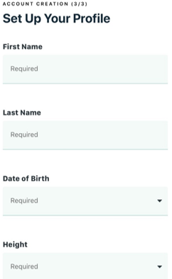 The 'set up your profile' screen on the Kardia app