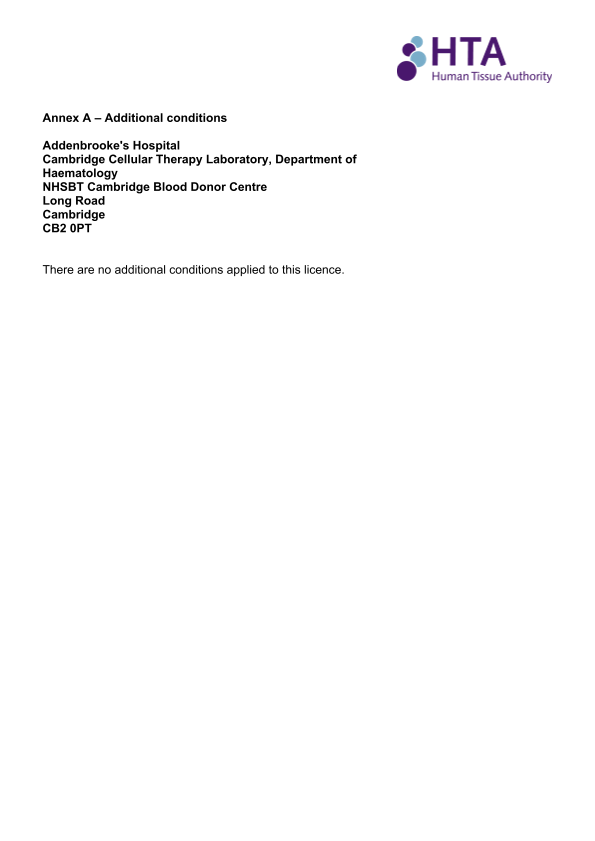 Screenshot of page two of the HTA licence provided to CUH.