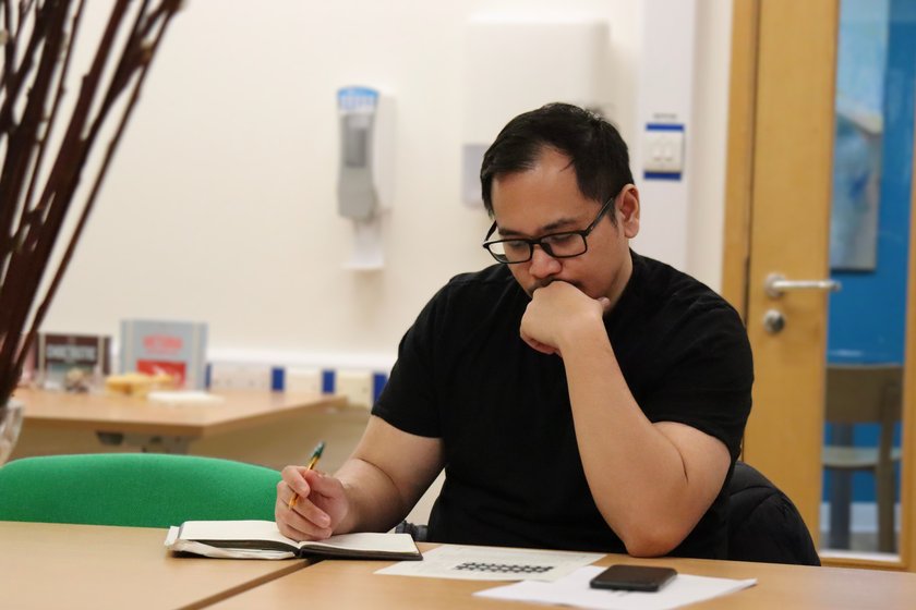NHS Staff member in a creative writing session.