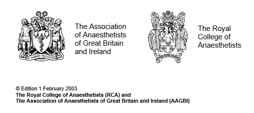 The Association of Anaesthetists of Great Britain and Ireland crest and The Royal College of Anaesthetists crest