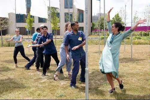 Dance artist Filipa running a session at the arts festival