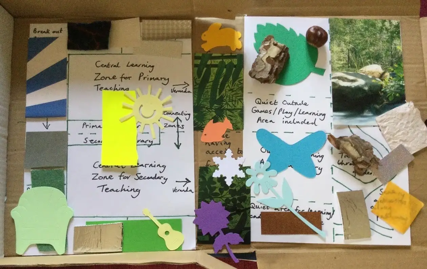 An artwork created by a parent in an artist-led workshop to think about the design of  the school at the new Cambridge Children’s Hospital.