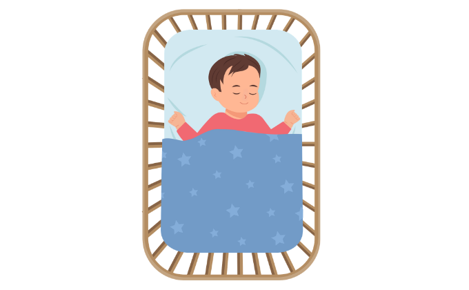 Baby sleeping in cot