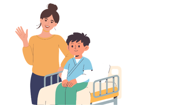 child and mother bedside