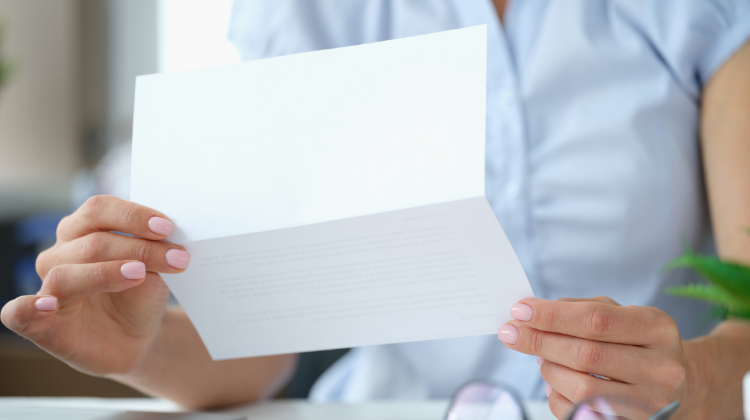 Woman reading a letter