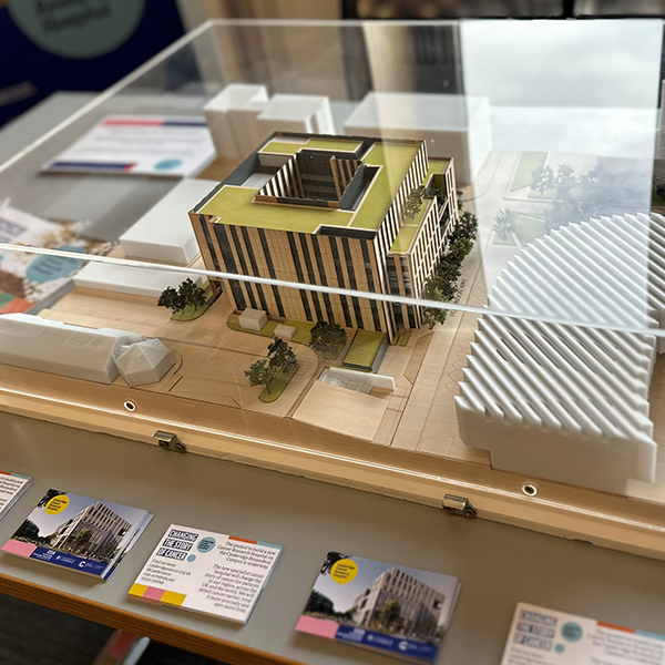 The model box of Cambridge Cancer Research Hospital