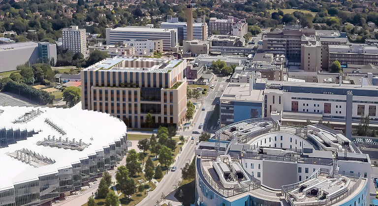 A rendering of what Cambridge Cancer Research Hospital will look like on the Cambridge Biomedical Campus