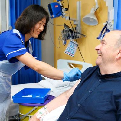 Patient receiving treatment as part of melanoma cancer vaccine trial