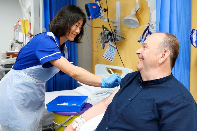 Patient receiving treatment as part of melanoma cancer vaccine trial