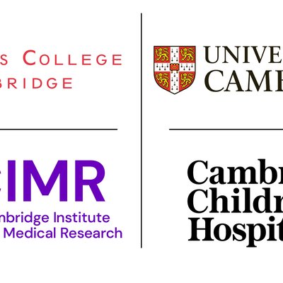 Four logos are displayed - Jesus College Cambridge, University of Cambridge, CIMR (Cambridge Institute for Medical Research, and Cambridge Children's Hospital