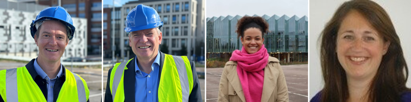A photo collage of staff working for CCRH, specifically in design and construction