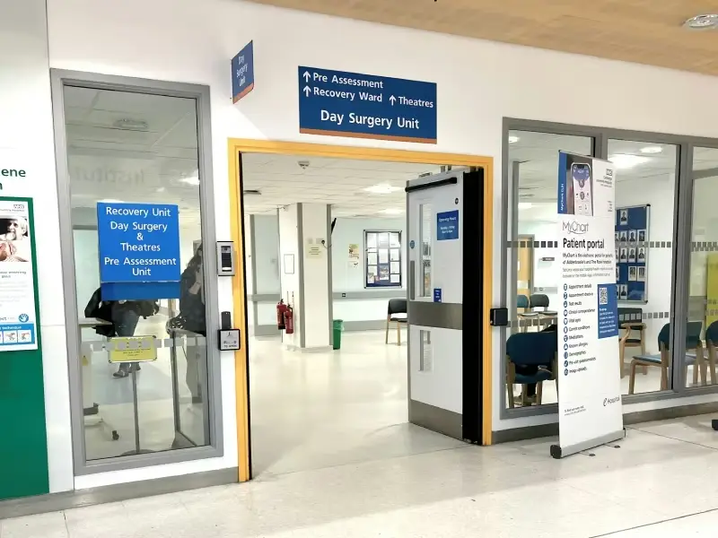 Entrance to the day surgery unit, located in the Addenbrooke's Treatment Centre (ATC)