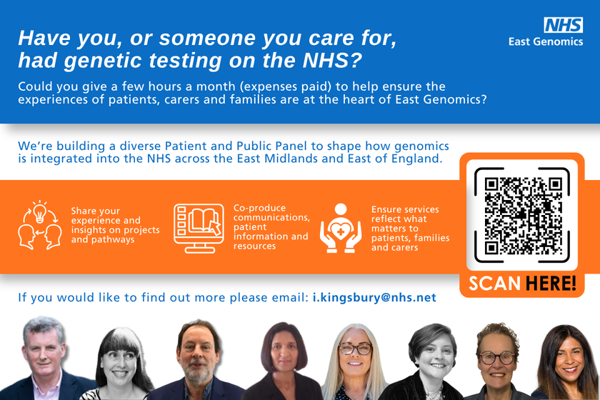 East Genomics Patient Panel flyer