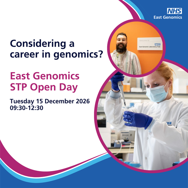 East Genomics STP Open Day poster Dec 26 square