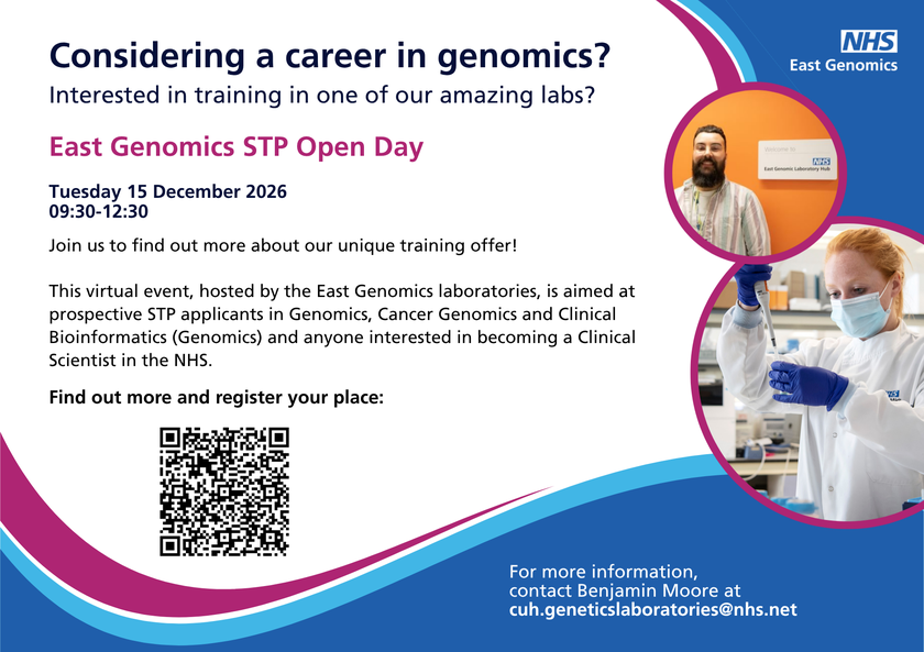 East Genomics STP Open Day poster Dec 26