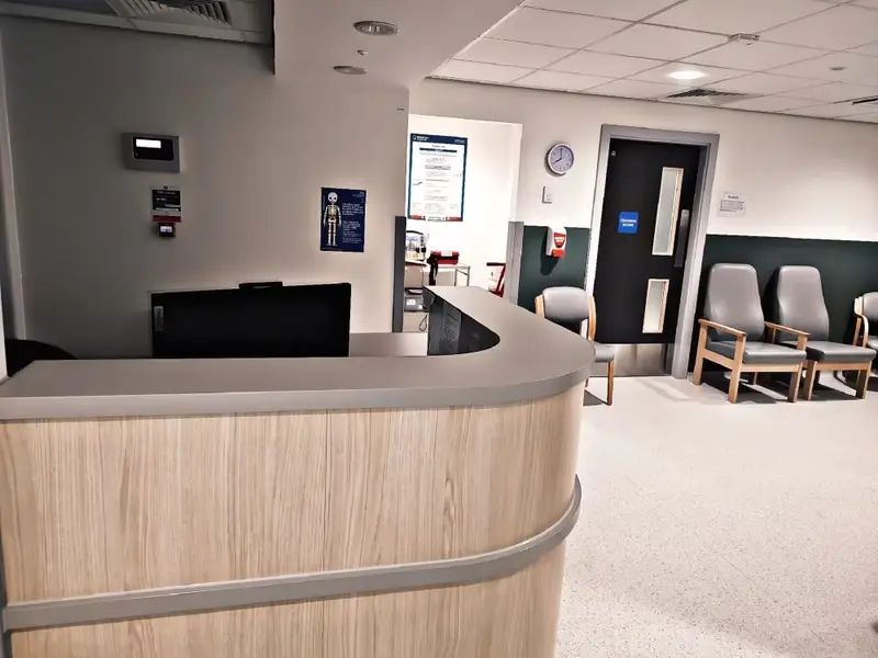 Reception desk at the Ely Community Diagnostic Centre