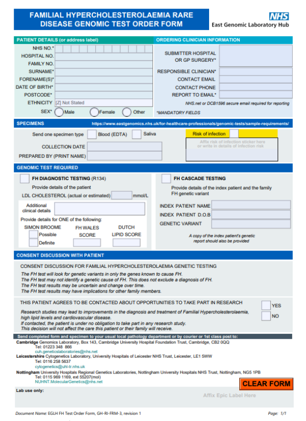 FH test form