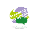 A green and purple tree with different shaped speech bubbles representing the leaves on the branches. The words National Guardian in Green and Freedom to Speak Up in purple can be seen to the right of the tree.