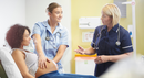 Pregnant women with healthcare professionals