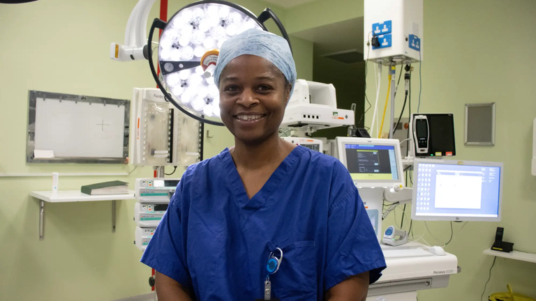 Georgette Oni in surgical theatre
