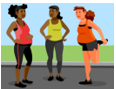 Illustration of three people standing