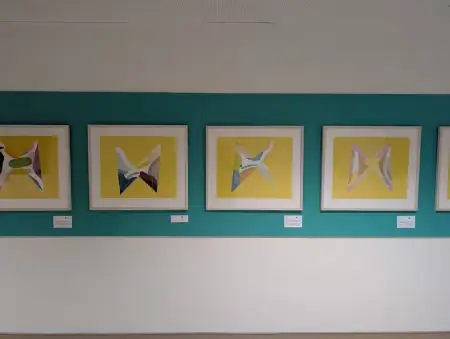 Yellow Series by Julia Ball on Addenbrooke's corridor wall