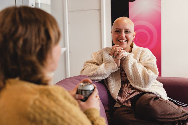 Young adult cancer patient smiling