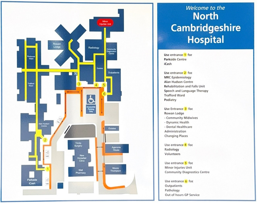 Map of North Cambridgeshire Hospital