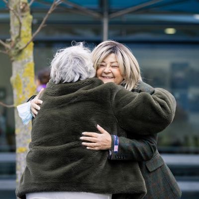 Margaret and Melanie hugging