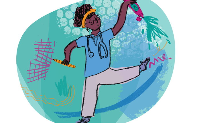 Illustration of a woman dancing with paint
