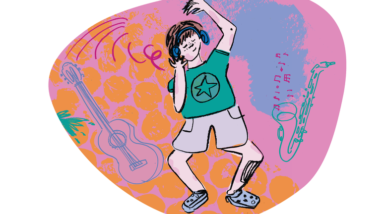 An illustration of a child dancing