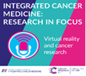 Podcast graphic with text: 'integrated cancer medicine: research in focus. Virtual reality and cancer research'