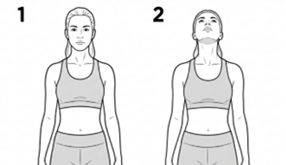 Neck extension stretch, gently tilting the head backward to look upward while keeping the shoulders relaxed.
