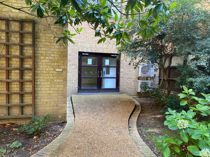 A photo of the wheelchair accessible door.
