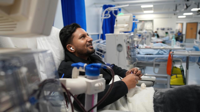 Sameer sitting having haemodialysis