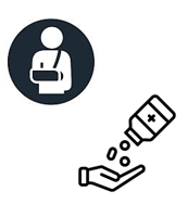 Two images, one of a person with right arm in an sling and the other of a container with tablets