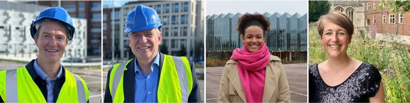 A photo collage of staff working for CCRH, specifically in design and construction