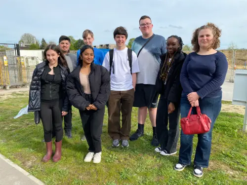Members of the Cambridge Children’s Youth Forum enjoying a visit to the hospital site