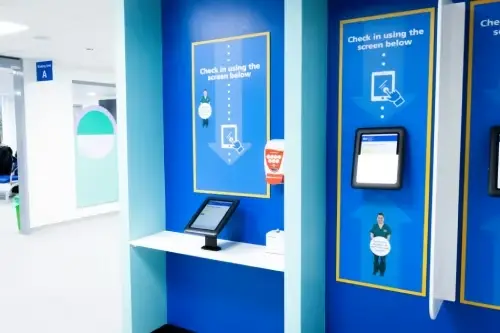 Digital check-in area in ED