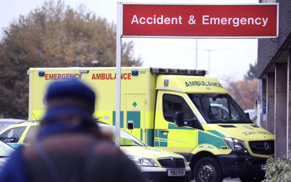 Accident and emergency sign outside hospital