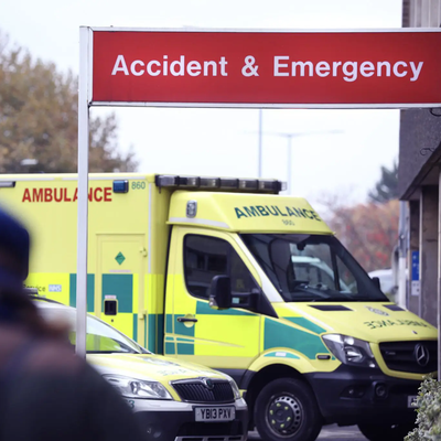 Accident and emergency sign outside hospital