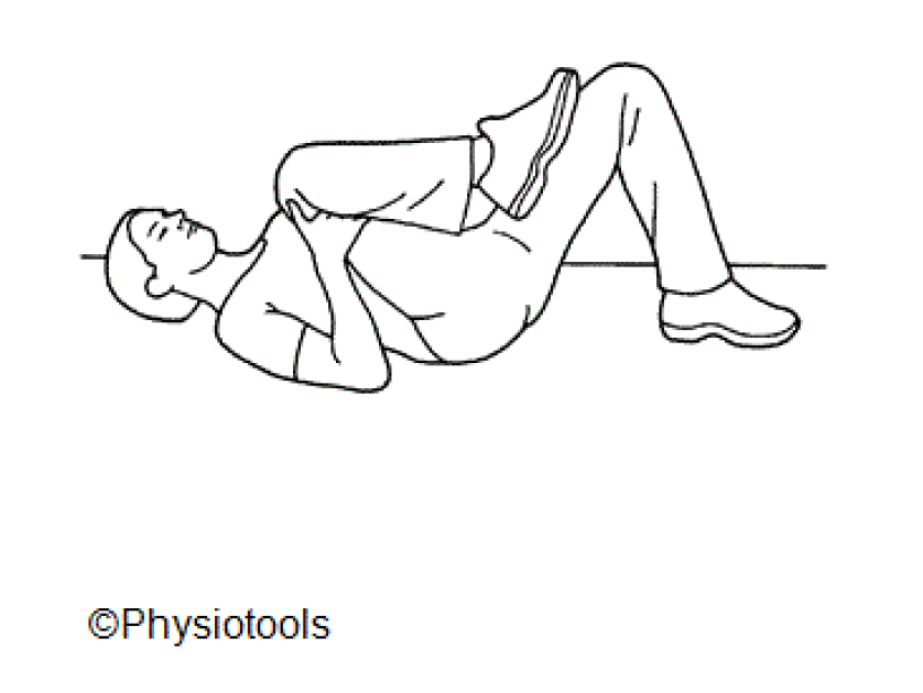 Back exercise illustration - Person Lying with their knees bent and feet on the floor.