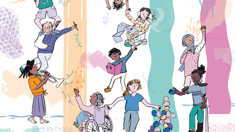 illustration of people dancing and celebrating