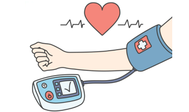 Illustration of a blood pressure monitor on an arm