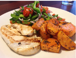 Image of chicken, sweet potato and salad