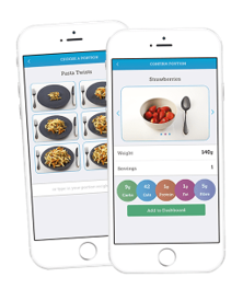 Image of mobile phone with the Carbs and Cals app open