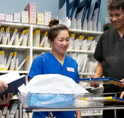 Clinical team comparing notes