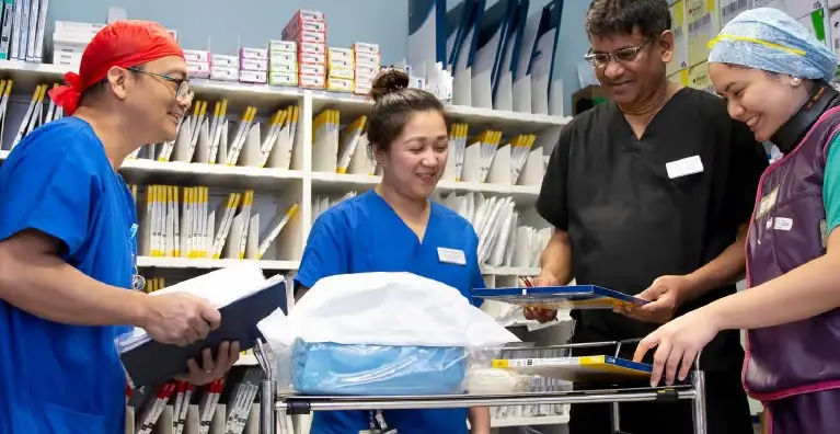 Clinical team comparing notes