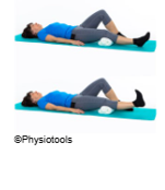 Illustrations of a person laying on their back with their left knee bent and right ankle bent.